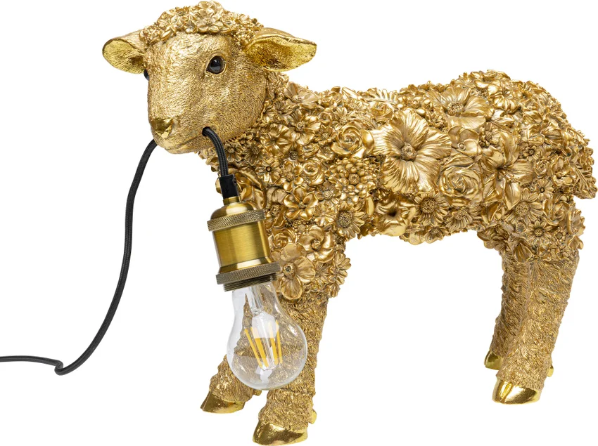Kare Design Animal Flower Sheep Bordlampe Guld Polyresin