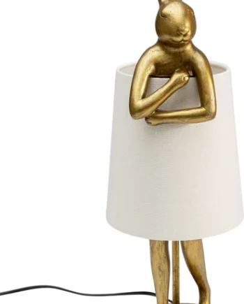 Kare Design Animal Rabbit Bordlampe Hvid Linnedhør Og Guld Polyresin Stål   :50cm