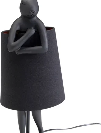 Kare Design Animal Rabbit Bordlampe Sort Linnedhør Og Mat Sort Polyresin Stål   :50cm