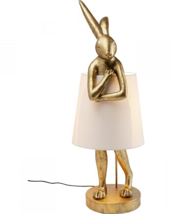 Kare Design Animal Rabbit Gold Bordlampe Bomuld Og Guld Polyresin   :88cm