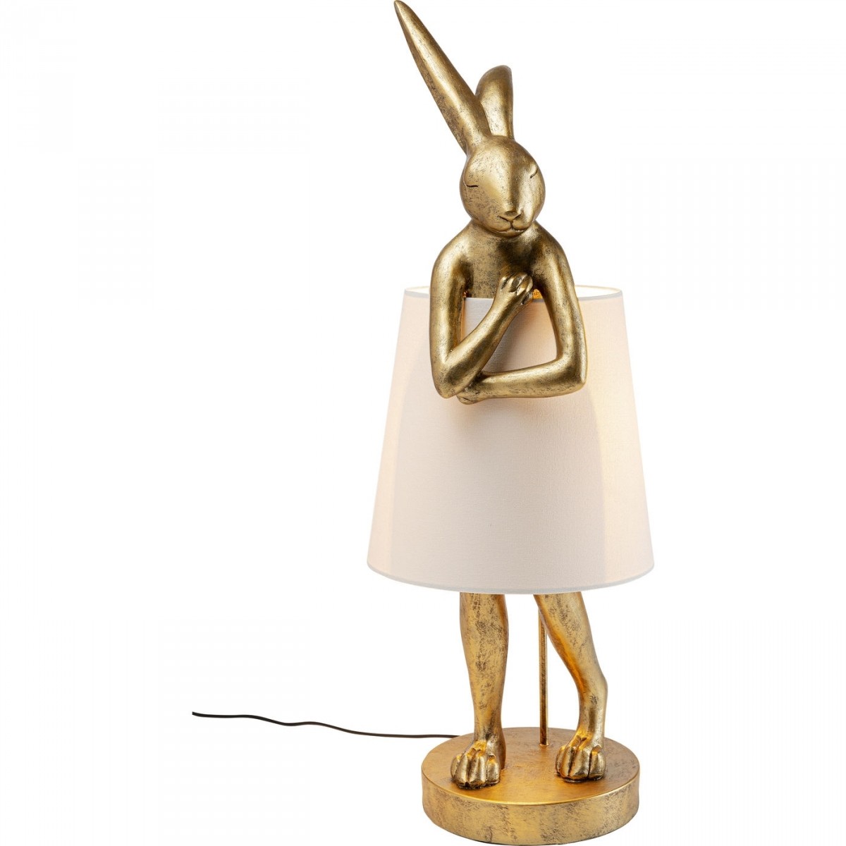 Kare Design Animal Rabbit Gold Bordlampe Bomuld Og Guld Polyresin   :88cm