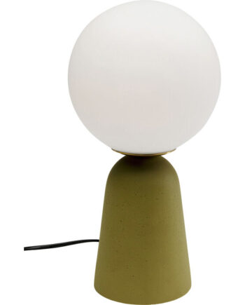 Kare Design Bollie Bordlampe Klar Glas Og Grøn Beton Cement