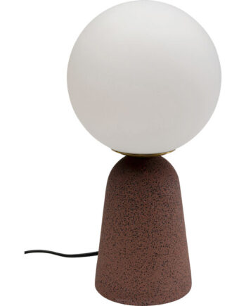 Kare Design Bollie Bordlampe Klar Glas Og Rød Beton Cement