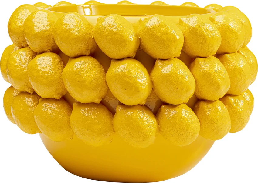Kare Design Deco Lemon Juice Urtepotteskjuler  Rund Gul Polysandsten  ø34