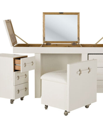 Kare Design Diva Croco White Makeup Bord Hvid Læderlook     Stol    Skuffer  Spejl Og  10 Rum