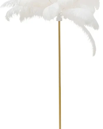 Kare Design Feather Palm Gulvlampe Hvid Strudsefjer Og Messing Stål
