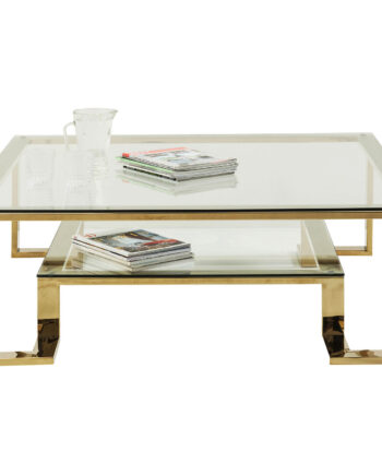 Kare Design Gold Rush Sofabord Glasplade Og Guld Stål  120x120