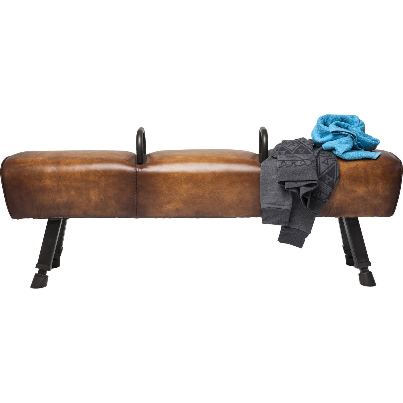 Kare Design Gym Gabby Bænk Brunt Koskind Og Stål  153cm