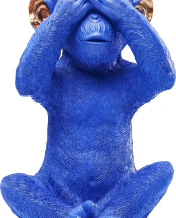 Kare Design Monkey Mizaru Sparebøsse Blå Polyresin   :35