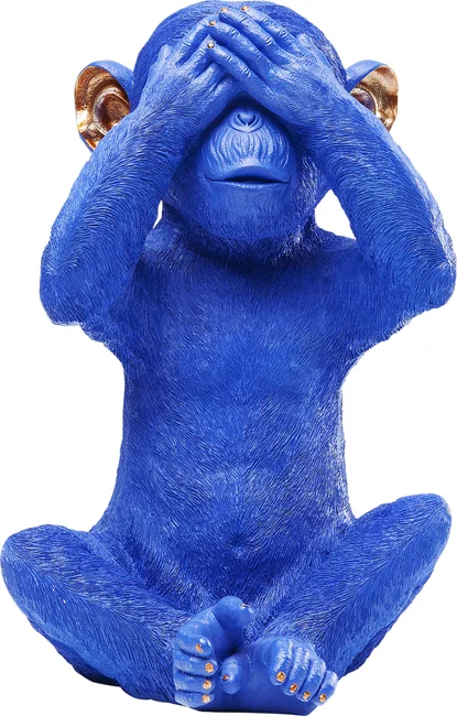 Kare Design Monkey Mizaru Sparebøsse Blå Polyresin   :35