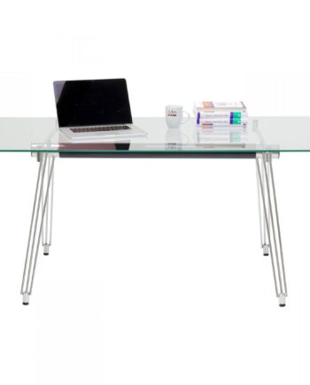 Kare Design Officia Skrivebord Klar Glas Og Metal  160x80