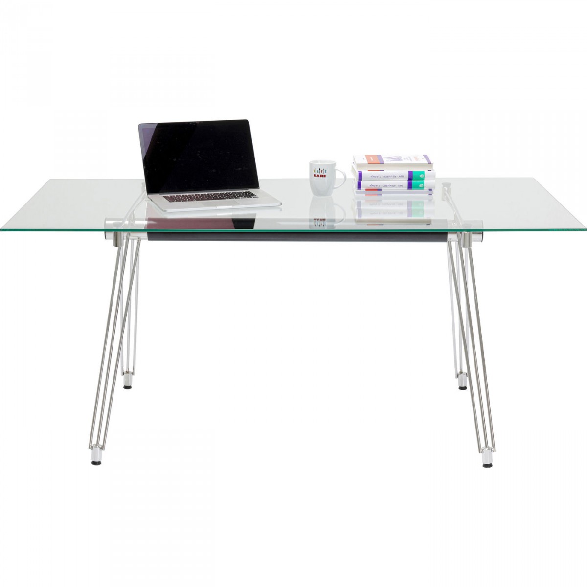 Kare Design Officia Skrivebord Klar Glas Og Metal  160x80