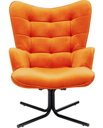 Kare Design Oscar Velvet Orange Drejestol     Armlæn Orange Fløjl Polyester Og Stål