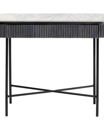 Kare Design Oval Glenn Konsolbord       Skuffer Marmor  Mangotræ Og Stål  100x32