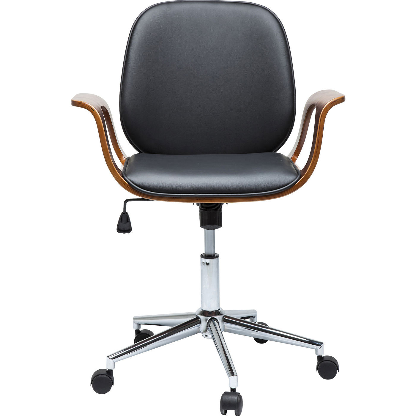 Kare Design Patron Walnut Kontorstol Sort Polyester Valnøddebrunt Finér     Armlæn Og Hjul