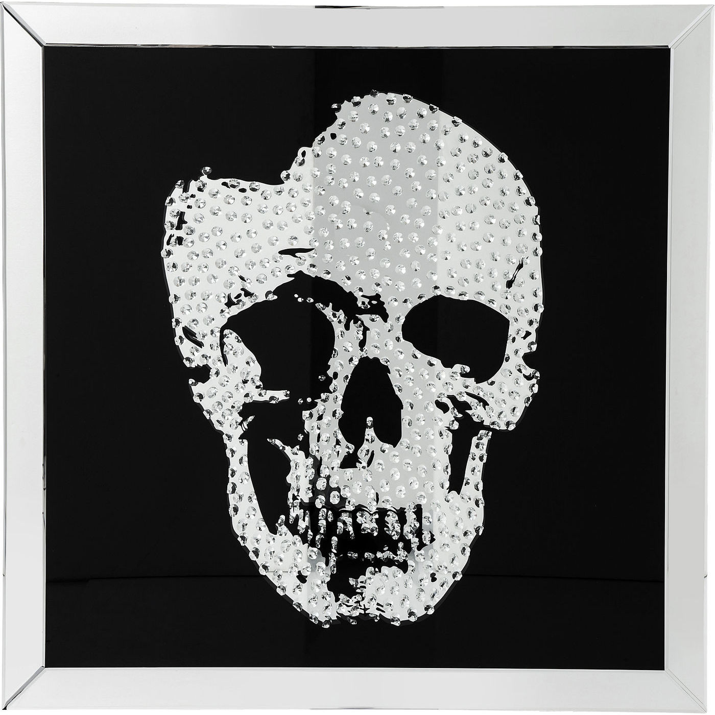 Kare Design Plakat  Mirror Skull Sort Sølv     Ramme   100x100cm