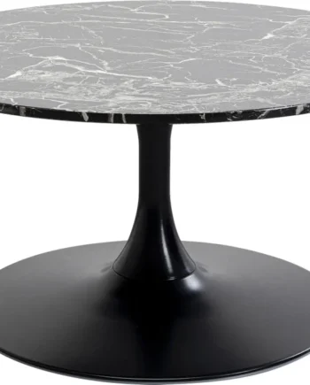 Kare Design Schickeria Sofabord  Rund Sort Marmorlook Laminat Og Sort Stål  ø80