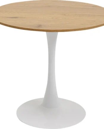 Kare Design Schickeria Spisebord  Rund Laminat    Egetræslook Og Hvid Stål  ø80