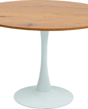 Kare Design Schickeria Spisebord  Rund Laminat    Egetræslook Og Hvid Stål  ø110