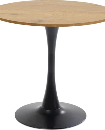 Kare Design Schickeria Spisebord  Rund Laminat    Egetræslook Og Sort Stål  ø80