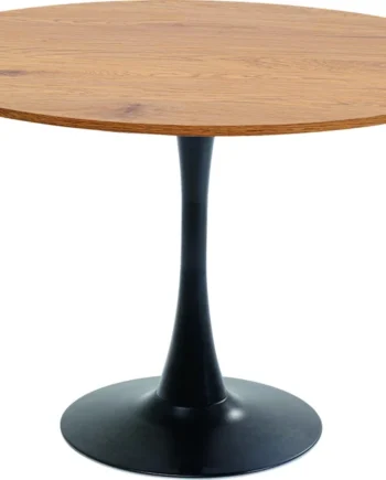 Kare Design Schickeria Spisebord  Rund Laminat    Egetræslook Og Sort Stål  ø110