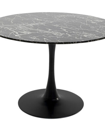 Kare Design Schickeria Spisebord  Rund Sort Marmorlook Laminat Og Sort Stål  ø110