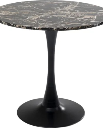 Kare Design Schickeria Spisebord  Rund Sort Marmorlook Laminat Og Sort Stål  ø80