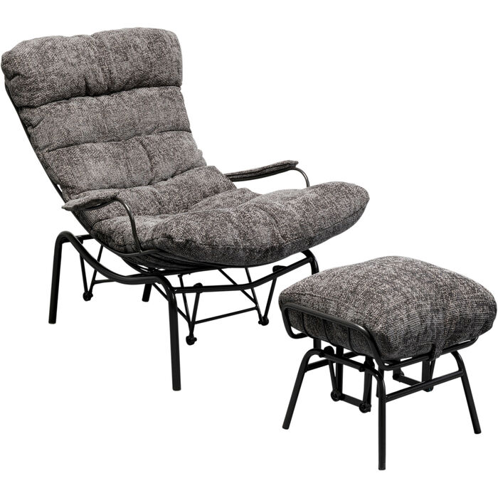 Kare Design Vienna Swing Gyngestol Og Skammel Grå Polyester Og Stål