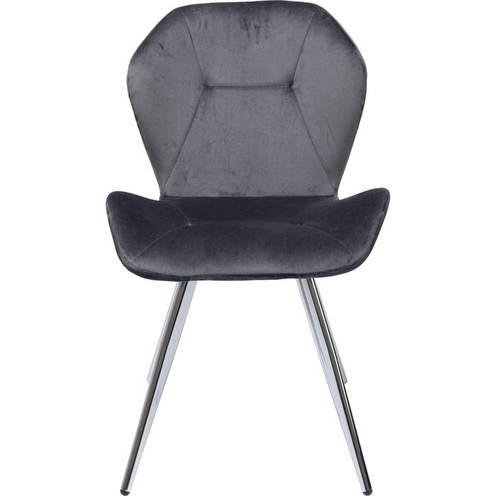 Kare Design Viva Grey Chrome Spisebordsstol Antracitgrå Velour Og Stål