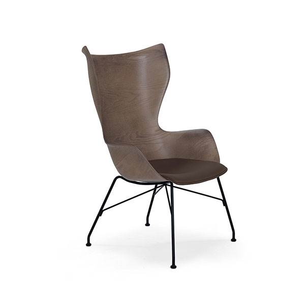Kartell   Wood Lænestol Med Lædersæde  : Erling Christensen Møbler