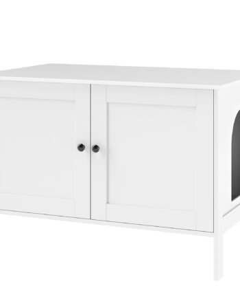 Kattebakkeskab Med Dørskillevæg Kattebakke Til Store Katte 80   51   54 Cm Hvid