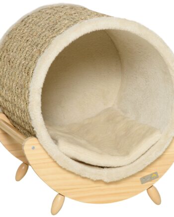 Kattehule Med Kradseområde Inklusive Pude  Kradsetønde  41 Cm   38 Cm   43 Cm  Natur   Beige