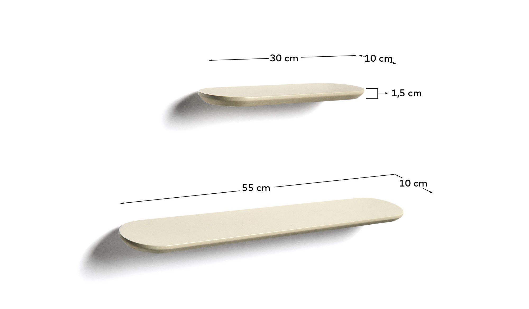 Kave Home Arely Hylder Beige Mdf 35cm 55cm Sæt Med