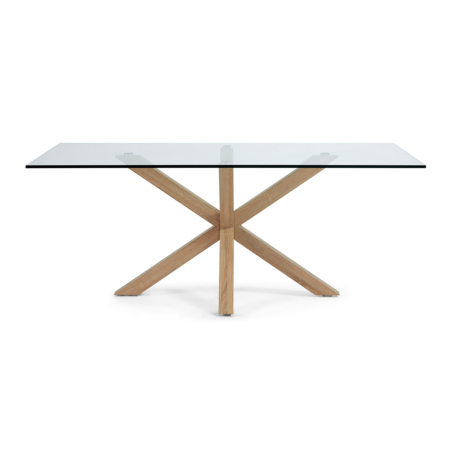 Kave Home Arya Spisebord Klar Glas Og Natur Stål 200x100