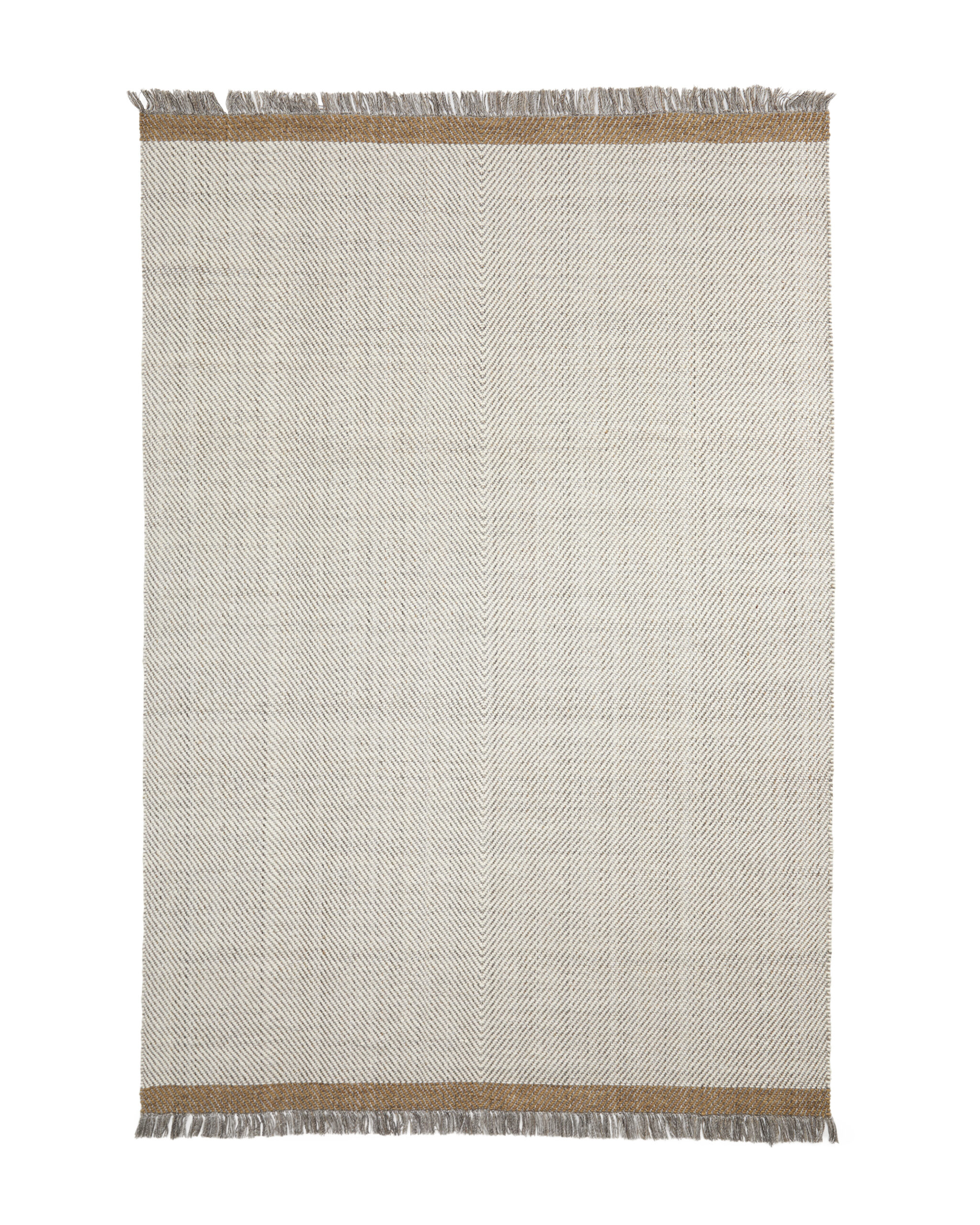 Kave Home Brina Gulvtæppe Sildebensmønster Rektangulær Beige Jacquard-uld 300x200