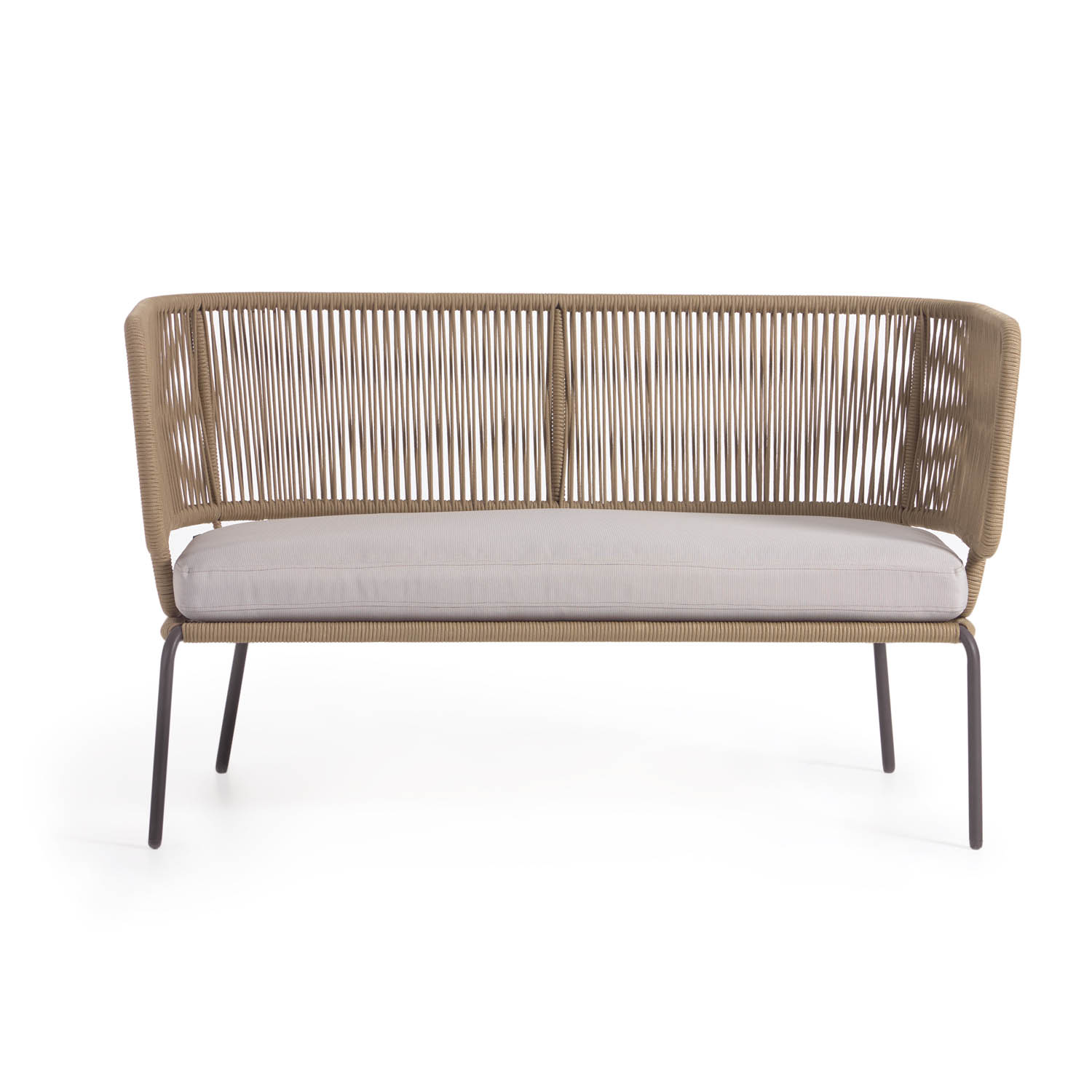 Kave Home Nadin   Pers  Sofa     Stofhynde Beige Reb Og Stål