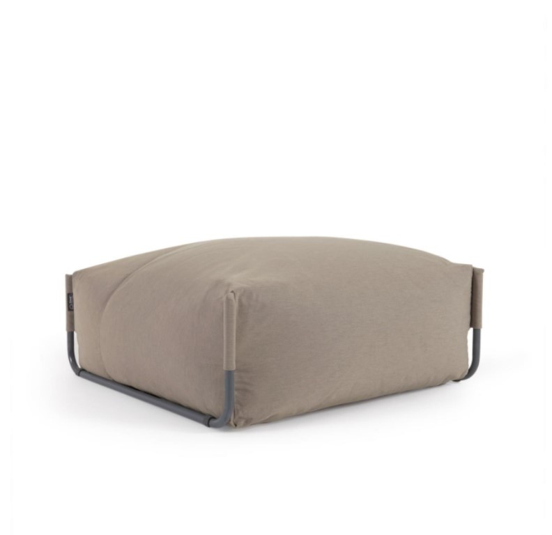 Kave Home Square Puf Modul Til Havesofa Grøn Stof Og Sort Aluminium  101x101