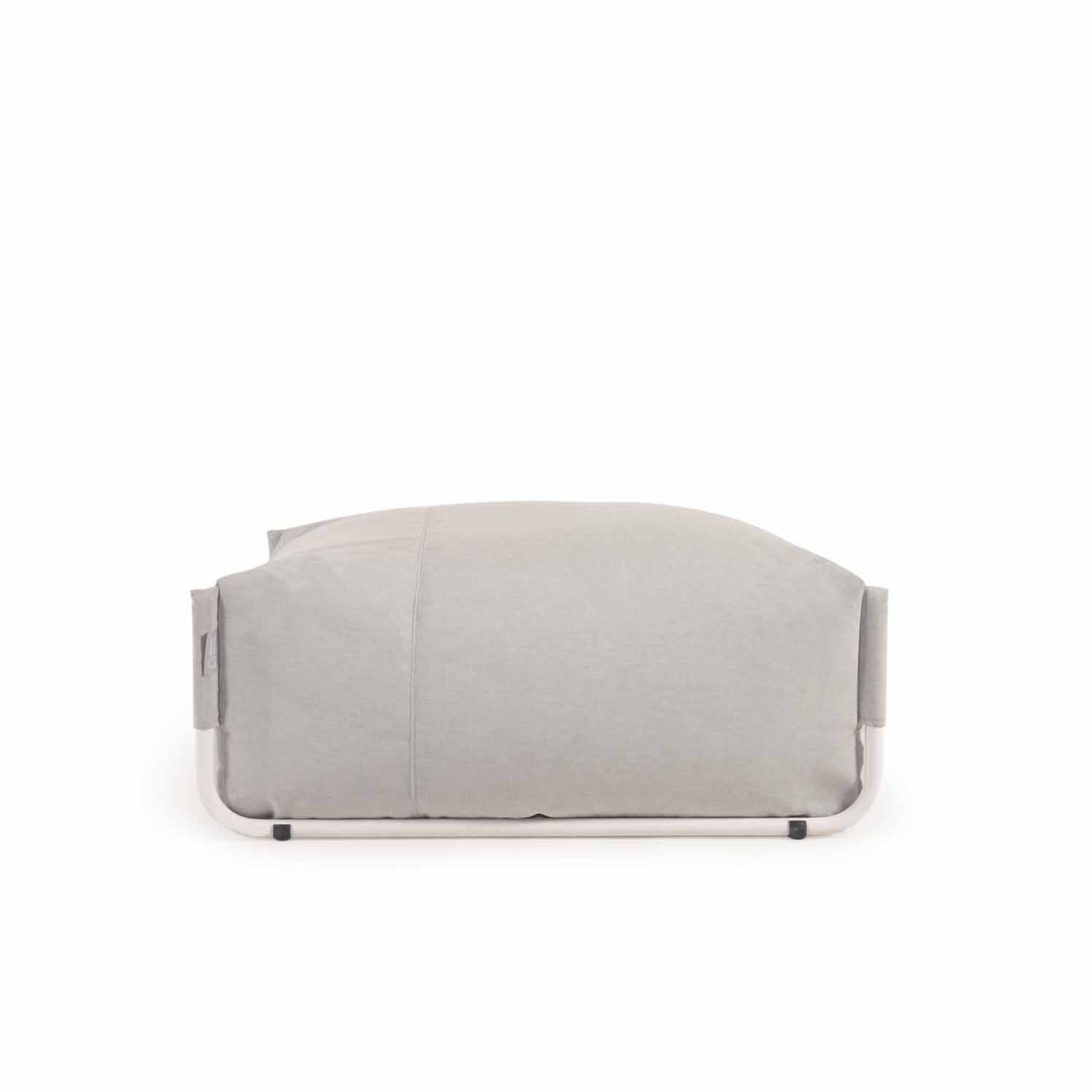 Kave Home Square Puf Modul Til Havesofa Lysegrå Stof Og Hvid Aluminium  101x101