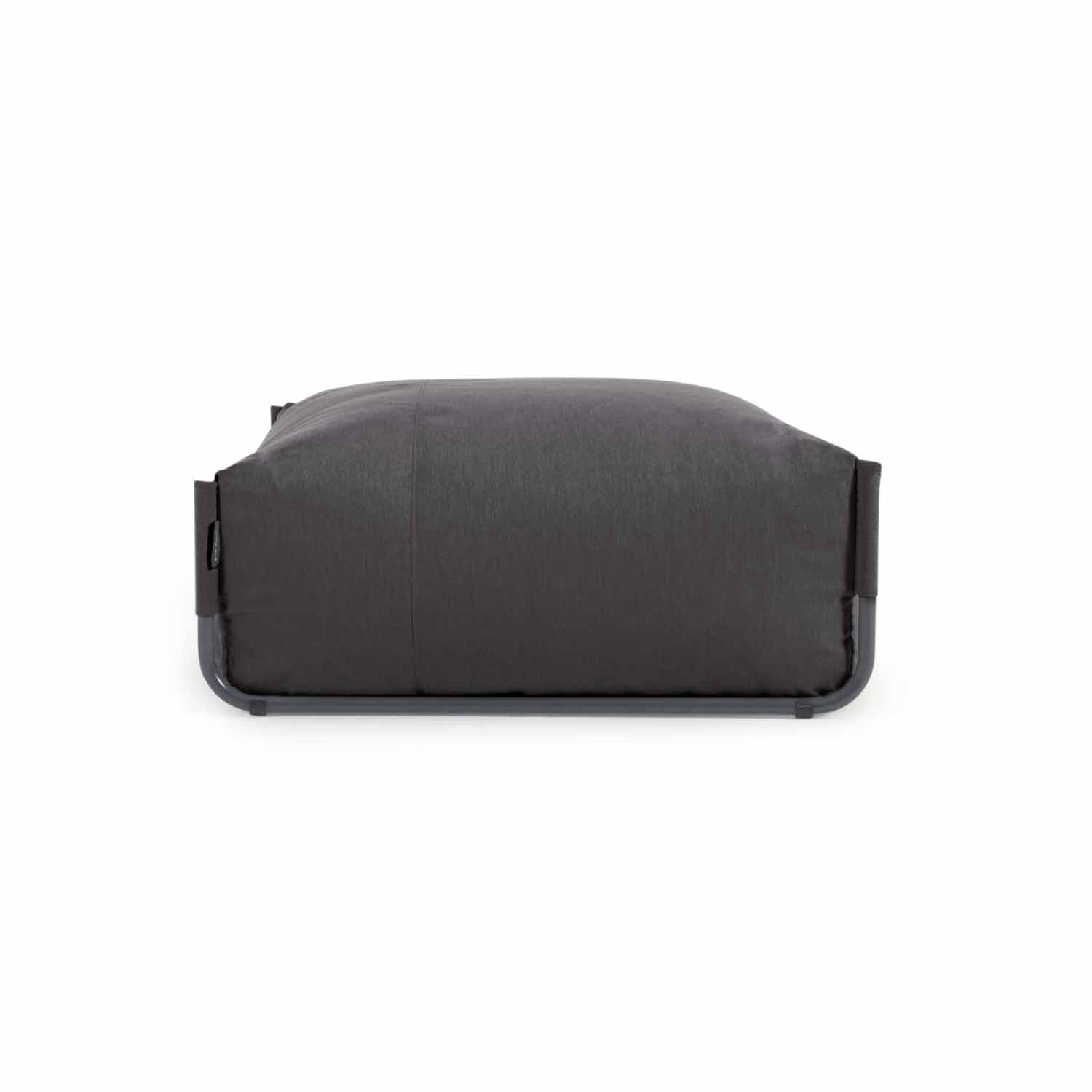 Kave Home Square Puf Modul Til Havesofa Mørkegrå Stof Og Sort Aluminium  101x101