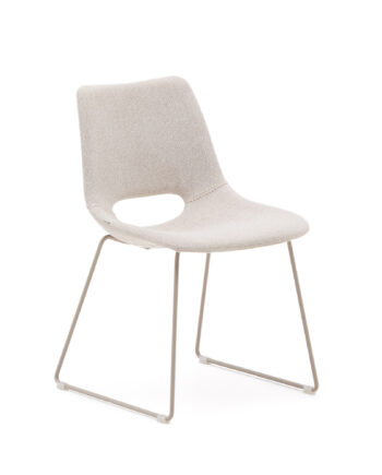 Kave Home Zahara Spisebordsstol Beige Stof Og Beige Stål