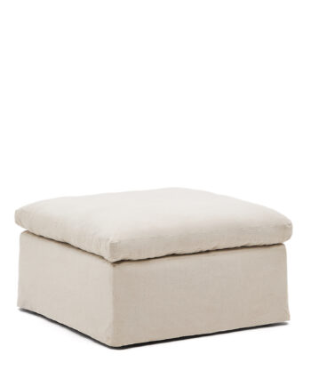 Kave Home Zenira Fodstøtte     Aftageligt Betræk  Kvadratisk Beige Bomuld Og Hør  90x90