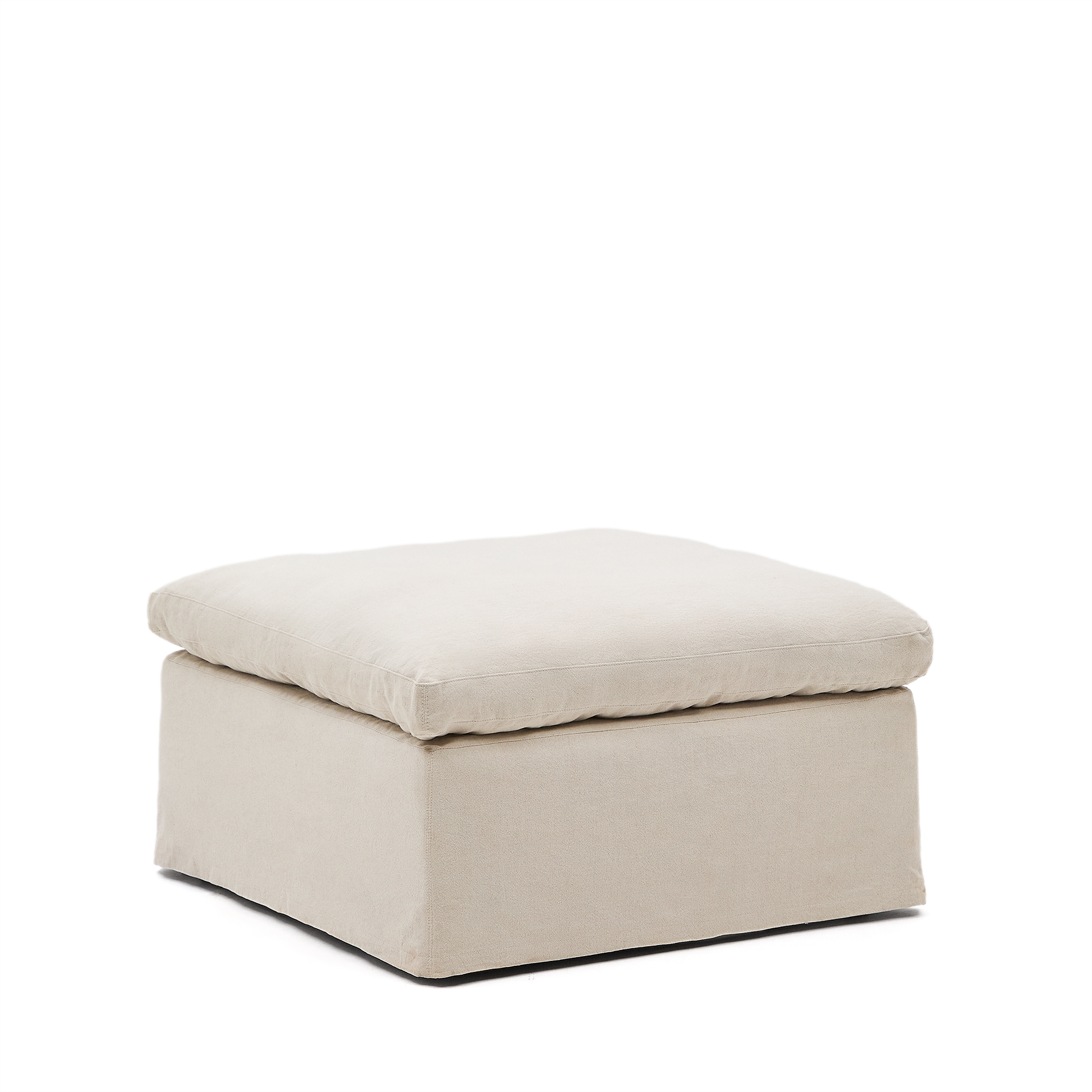 Kave Home Zenira Fodstøtte Aftageligt Betræk Kvadratisk Beige Bomuld Og Hør 90x90