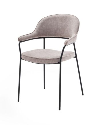 Kindersley Spisebordsstol     Armlæn Sand Polyester Og Sort Stål