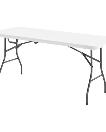 Klapbord  Foldbart Campingbord  Metal  Plastik  Picnicbord  Hvidt