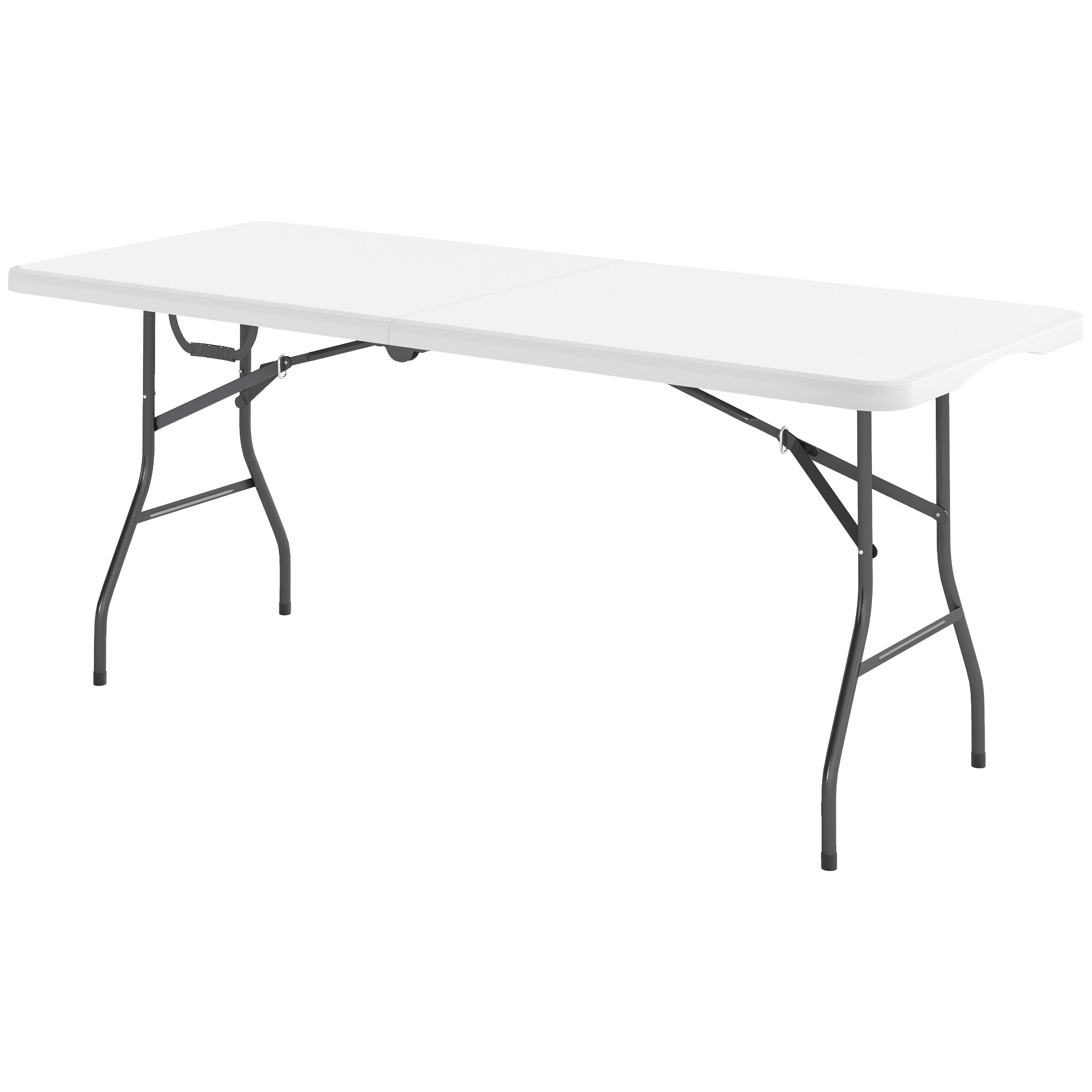 Klapbord Foldbart Campingbord Metal Plastik Picnicbord Hvidt