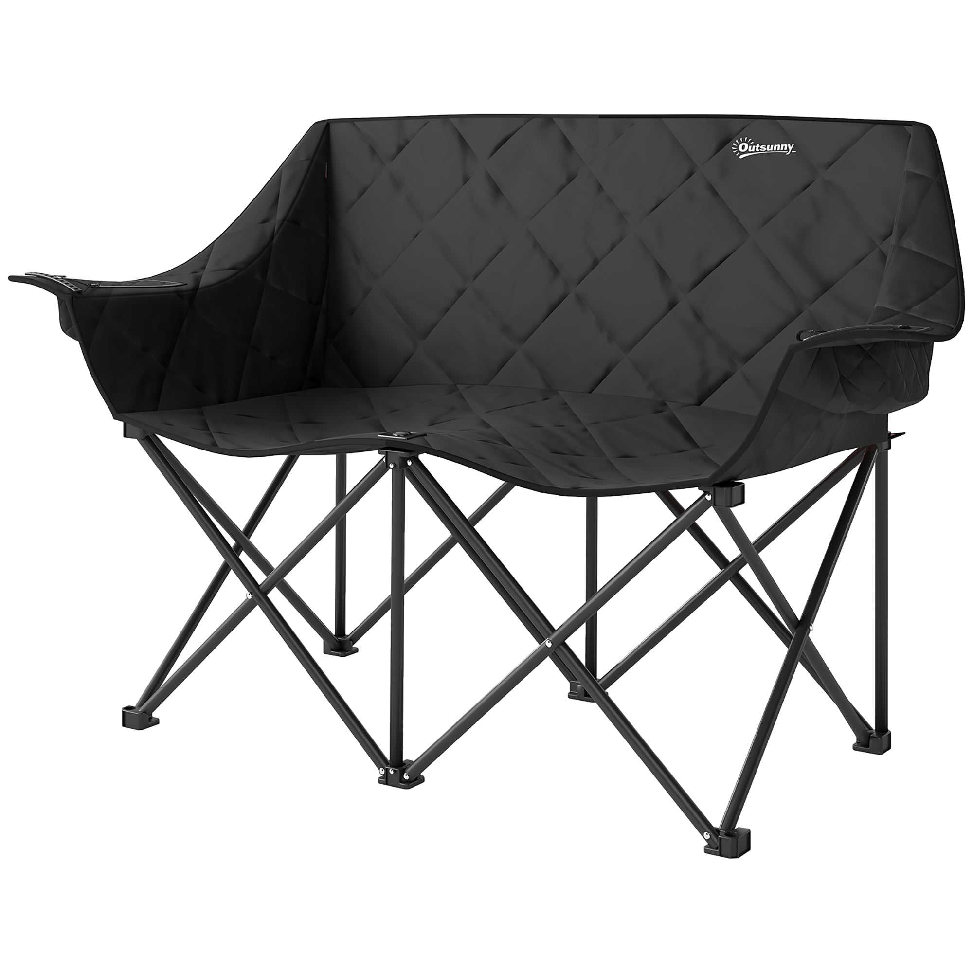 Klapstol Foldbar -personers Campingstol Med Bæretaske Udendørs Lasteevne Op Til 250 Kg 145 60 92 Cm Sort