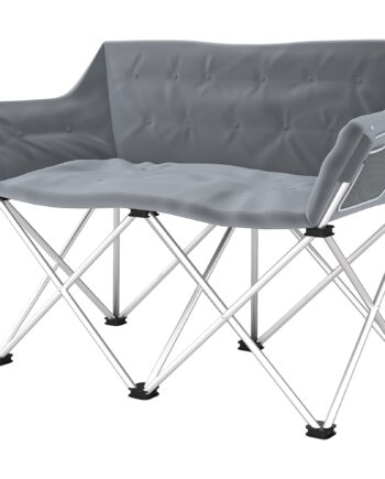 Klapstol  -personers Foldbar Campingstol Med Armlæn Sidelomme Op Til 240 Kg Lasteevne Grå