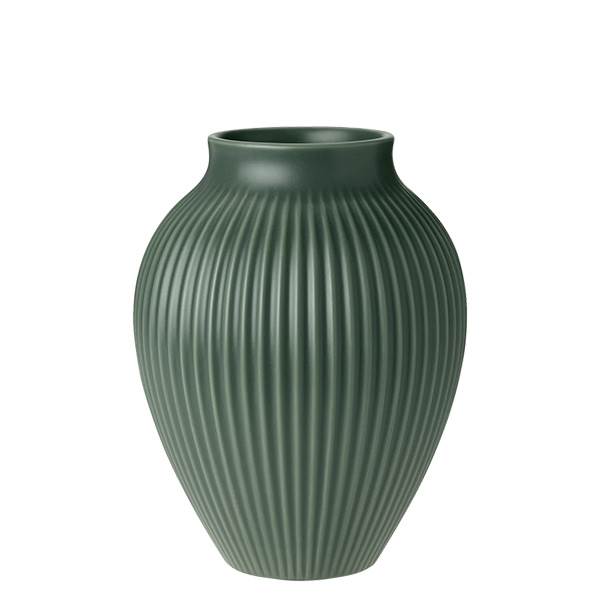 Knabstrup Keramik Knabstrup Vase Med Riller 20 Cm Mat Celadon Green : Erling Christensen Møbler
