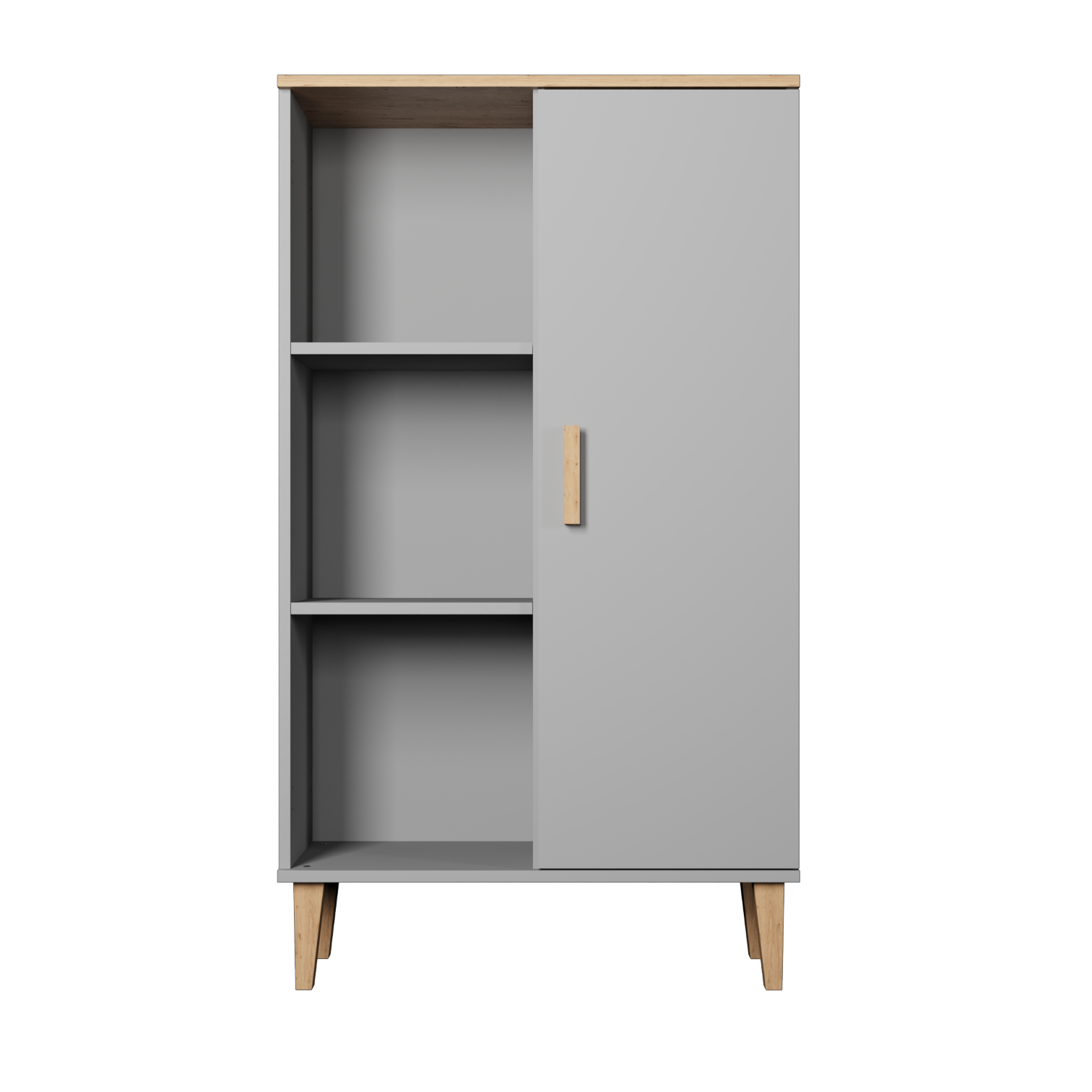 Kocot Denver Bogreol Låge Og Hylder Chinchilla Grå Og Natur Hickory Spånplader :120cm X80cm Cm
