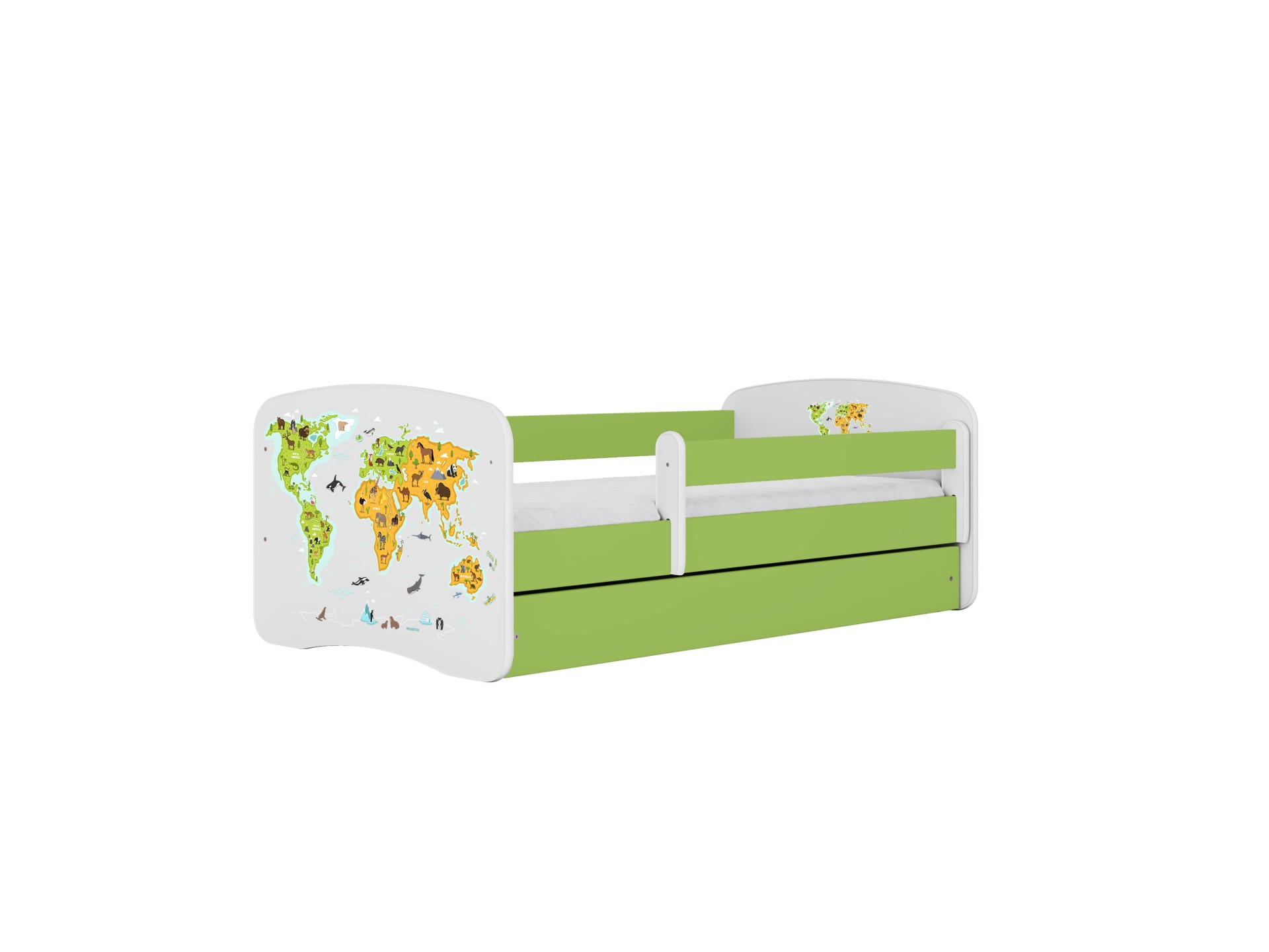 Kocot Kids Seng Babydreams Green Map Med Skuffe Med Madras 160 80